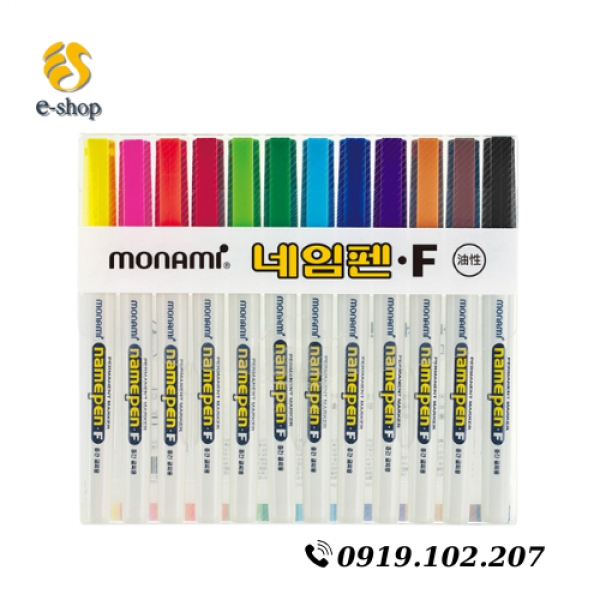 SET BÚT DẠ DẦU 12 MÀU MONAMI NAMEPEN F , BÚT VIẾT CD ( không xóa được )