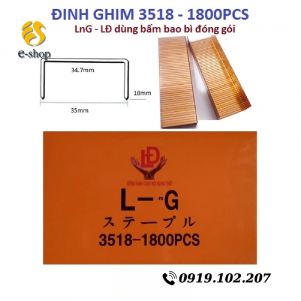 Ghim Bấm 3518 Lng Cam Hộp Có 1800Pcs Cây Ghim Bấm Bao Bì Thùng Giấy Catton Nhựa