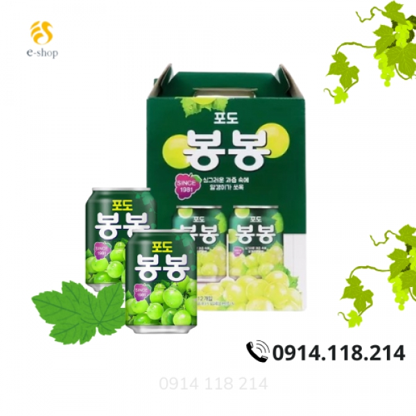 NƯỚC ÉP NHO BONG BONG HÀN QUỐC (12 LON / HỘP)