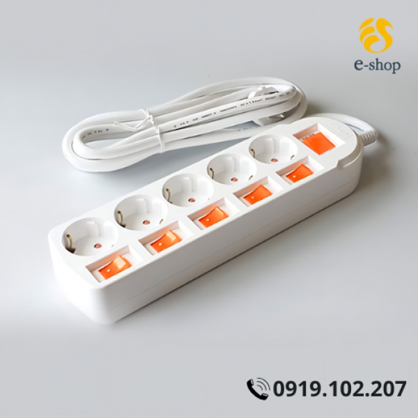 Ổ Cắm Điện Dosel 5 Lỗ 6 Công Tắc | 3M, 5M