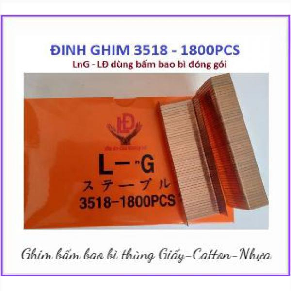 Ghim Bấm 3518 Lng Cam Hộp Có 1800Pcs Cây Ghim Bấm Bao Bì Thùng Giấy Catton Nhựa