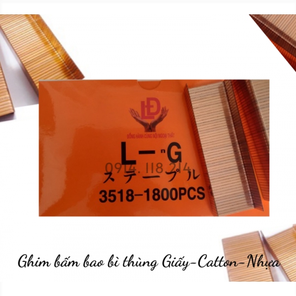 Ghim Bấm 3518 Lng Cam Hộp Có 1800Pcs Cây Ghim Bấm Bao Bì Thùng Giấy Catton Nhựa