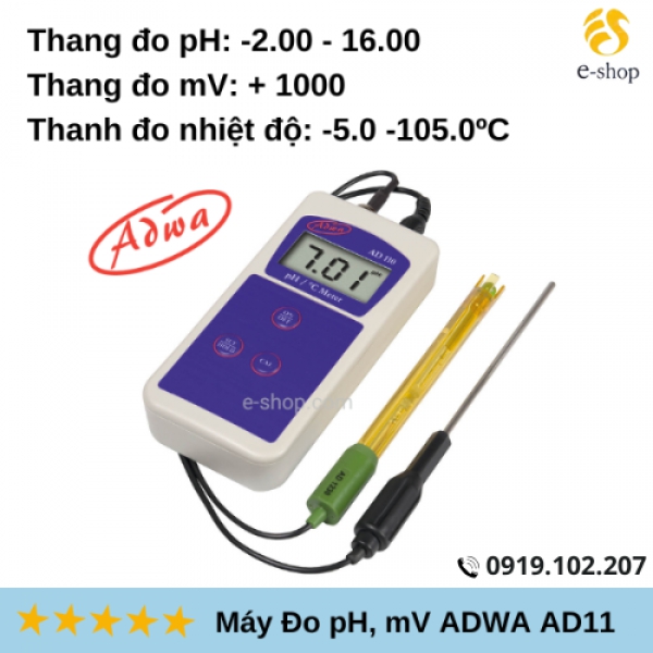 Máy đo pH, mV và nhiệt độ nước cầm tay AD111 Adwa 