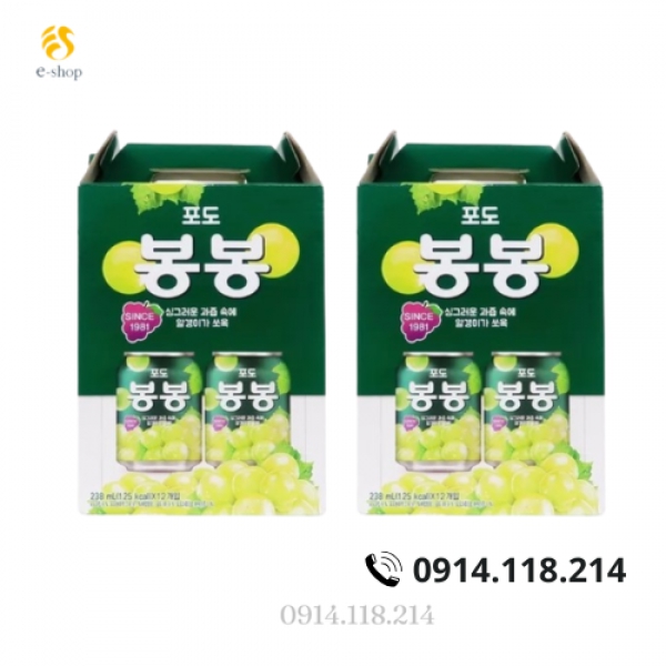 NƯỚC ÉP NHO BONG BONG HÀN QUỐC (12 LON / HỘP)