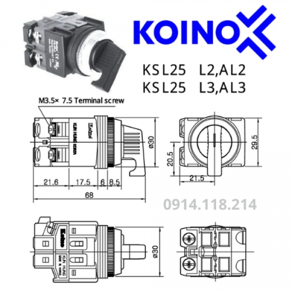 Nút nhấn KSL25L3 _ Koino