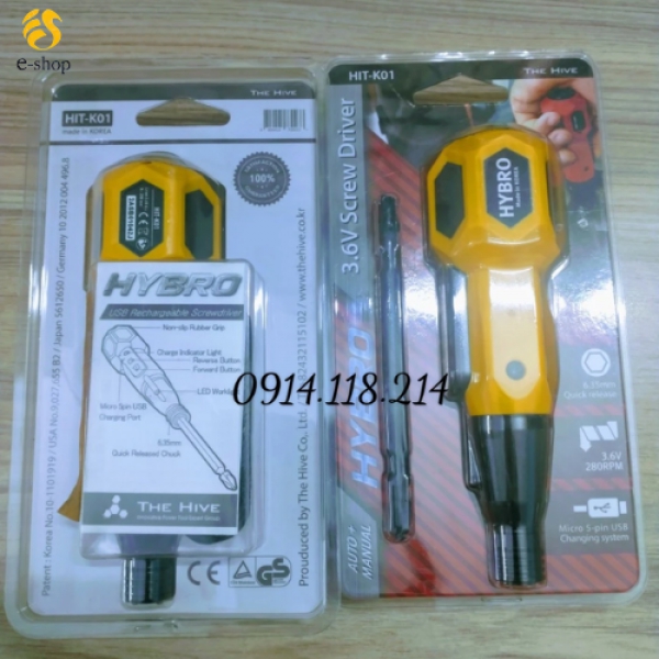 Tua vít 2 đầu dùng pin Hybro HIT-K01 nhập khẩu từ Hàn quốc